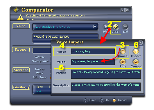 Import the female sample voice into Comparator